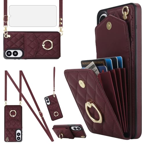Schutzhülle für Samsung Galaxy S25 Edge 5G, Brieftaschen-Schutzhülle mit gehärtetem Glas, Displayschutzfolie und Handschlaufe, Ring, RFID-blockierend, Kartenhalter, Handy S25Edge 25S, S, 25, 25 Edge von Asuwish