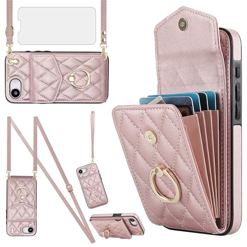 Schutzhülle für iPhone 16e/SE 2025/SE 4, Brieftaschen-Schutzhülle mit gehärtetem Glas, Displayschutzfolie und Ring, RFID-blockierend, Kartenhalter, für iPhone 16e, i16e, 16, SE, 4. Generation, 16eCase Schutzhülle für iPhone 16e/SE 2025/SE 4, Brieftaschen-Schutzhülle mit gehärtetem Glas, Displayschutzfolie und Ring, RFID-blockierend, Kartenhalter, für iPhone 16e, i16e, 16, SE, 4. Generation, 16eCase von Asuwish