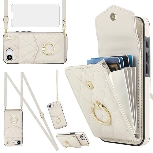 Schutzhülle für iPhone 16e/SE 2025/SE 4, Brieftaschen-Schutzhülle mit gehärtetem Glas, Displayschutzfolie und Ring, RFID-blockierendem Kartenhalter, für iPhone 16e, i16e, 16e, SE4, 4. Generation Schutzhülle für iPhone 16e/SE 2025/SE 4, Brieftaschen-Schutzhülle mit gehärtetem Glas, Displayschutzfolie und Ring, RFID-blockierendem Kartenhalter, für iPhone 16e, i16e, 16e, SE4, 4. Generation von Asuwish