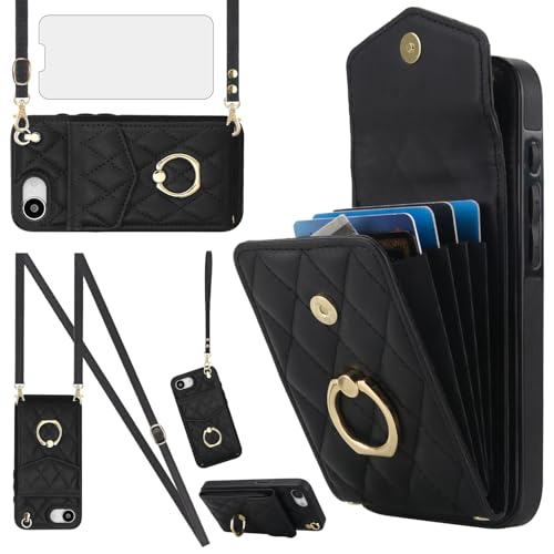 Schutzhülle für iPhone 16e/SE 2025/SE 4, Brieftaschen-Schutzhülle mit gehärtetem Glas, Displayschutzfolie und Ring, RFID-blockierendem Kartenhalter, für iPhone 16e, i16e, 16e, SE4, 4. Generation Schutzhülle für iPhone 16e/SE 2025/SE 4, Brieftaschen-Schutzhülle mit gehärtetem Glas, Displayschutzfolie und Ring, RFID-blockierendem Kartenhalter, für iPhone 16e, i16e, 16e, SE4, 4. Generation von Asuwish