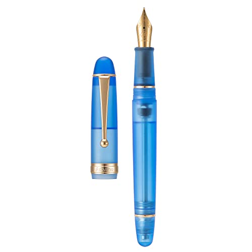 Asvine Füllfederhalter V126 Füllfederhalter mit feiner Spitze, Acryl, matt, transparent, blau, großes Fassungsvermögen Füller mit Geschenketui von Asvine