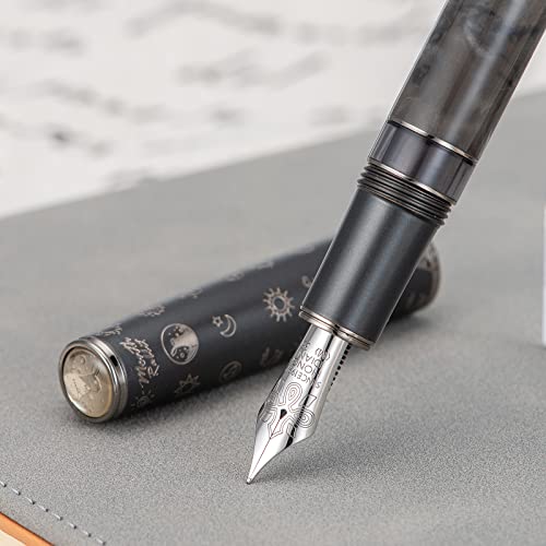 Asvine Hongdian N7 Grau Harz Kolben Füllfederhalter Kaninchenkappe, Iridium Medium Nib Klassischer Stift Glatt Schreibstift mit Metallbox Asvine Hongdian N7 Grau Harz Kolben Füllfederhalter Kaninchenkappe, Iridium Medium Nib Klassischer Stift Glatt Schreibstift mit Metallbox von Asvine