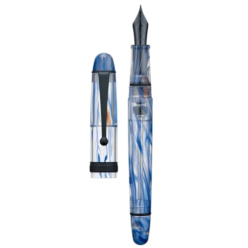 Asvine V126 Füllfederhalter mit Vakuumfüllung, mattschwarz, feine Spitze, blauer Wirbel, Acrylstift, Geschenketui Asvine V126 Füllfederhalter mit Vakuumfüllung, mattschwarz, feine Spitze, blauer Wirbel, Acrylstift, Geschenketui von Asvine