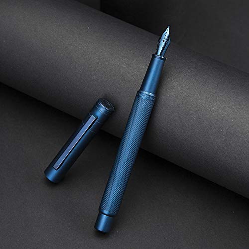 HongDian Füllfederhalter, dunkelblauer Wald, blaue extra feine Feder, klassischer Stift mit Konverter und Metallstifteetui HongDian Füllfederhalter, dunkelblauer Wald, blaue extra feine Feder, klassischer Stift mit Konverter und Metallstifteetui von Asvine
