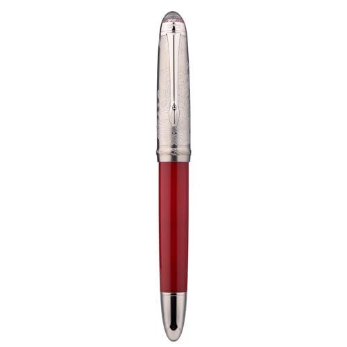 Hongdian CA35 Füllfederhalter, feine Feder, Weinrot & Planetengalaxie Muster, Gravurdesign, glattes Schreiben, Stift mit Metalletui-Set von Asvine