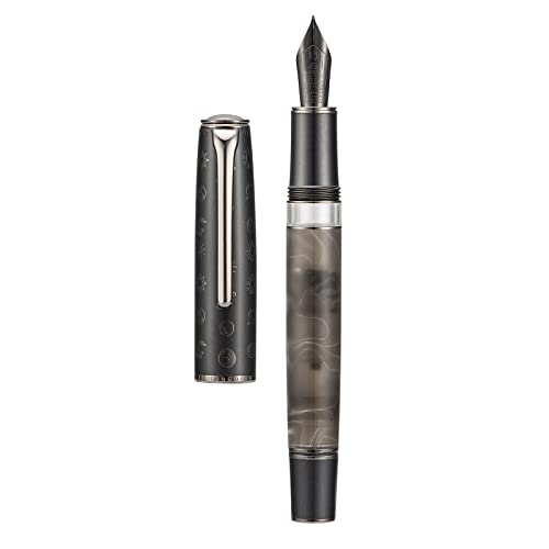 Hongdian N7 Kolbenfüllhalter aus Kunstharz, extra feine Iridium-Feder, klassischer Stift mit Kaninchendeckel oben, glattes Schreiben mit Metallbox von Asvine