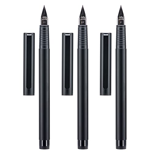 Jinhao 65 Füllfederhalter, 3-teiliges Set, Iridium ultrafeine & extra feine & feine Spitze, glattes Schreiben Stift mit Konverter (schwarze Farbe) von Asvine