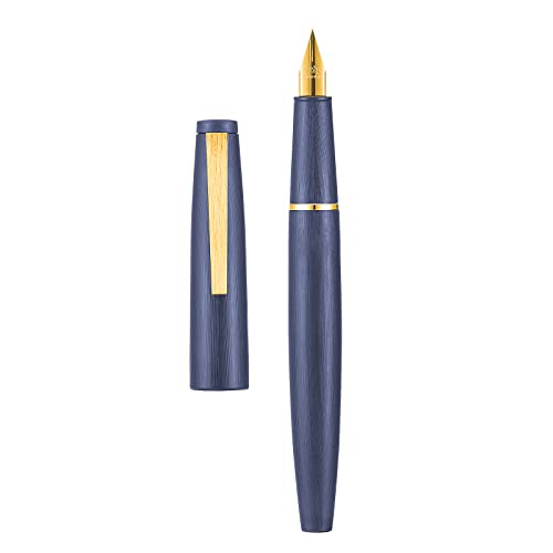 Jinhao 80 blaue Faser-Füllfederhalter mit goldfarbenem Rand, Iridium, extra feine Spitze, Kalligraphie-Stift, glatter Büro-Schreibstift von Asvine