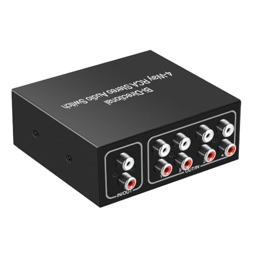 Asyduey 1 PCS 4-Port Bi-Directional Audio Switcher Box Audio Rotary Switch Schwarz Metall für TV-Spielekonsolen Kopfhörer von Asyduey