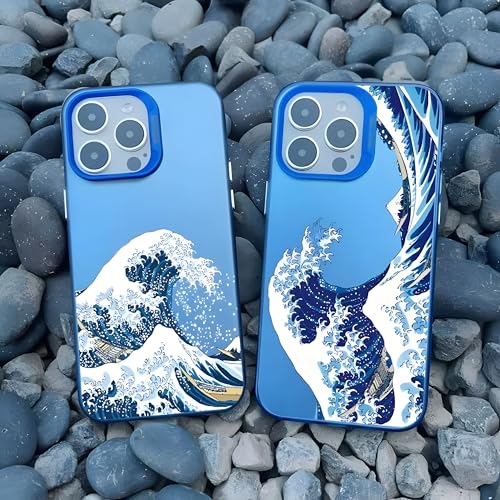 AtEaze iPhone Handyhülle Hard Case | Große Welle von Kanagawa | Verschiedene Designs | Japanisch (Blau Horizontal) (iPhone 16 Pro) von AtEaze