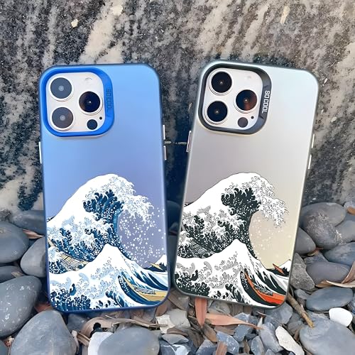 AtEaze iPhone Handyhülle Hard Case | Große Welle von Kanagawa | Verschiedene Designs | Japanisch (Grau) (iPhone 15) von AtEaze