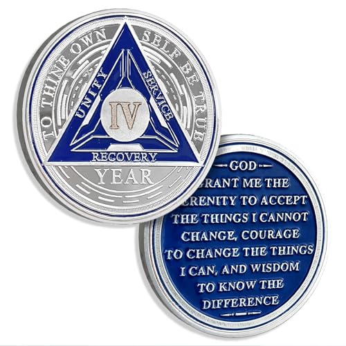 4 Years Sobriety Chips AA Coin Alcoholics Anonymous Medallion Nüchternheit Geschenke für Männer Frauen Recovery Chip Jahrestag Token von AtSKnSK