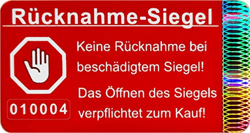 300 Stk - Rücknahme-Siegel 48 * 25mm rot - Rücknahmesiegel, Sicherheitssiegel, Qualitätssiegel, Klebesiegel, Hygienesiegel, selbstklebendes Etikett, Siegeletiketten 300 Stk - Rücknahme-Siegel 48 * 25mm rot - Rücknahmesiegel, Sicherheitssiegel, Qualitätssiegel, Klebesiegel, Hygienesiegel, selbstklebendes Etikett, Siegeletiketten von Atairs