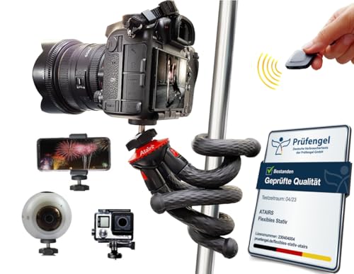 Atairs Handy Stativ für Smartphone mit Fernauslöser - Flexibles Reisestativ für Kamera, DSLR, Actioncam - Selfiestick, Mini Stativ klein - geeignet für iPhone, Samsung, Huawei - rot Atairs Handy Stativ für Smartphone mit Fernauslöser - Flexibles Reisestativ für Kamera, DSLR, Actioncam - Selfiestick, Mini Stativ klein - geeignet für iPhone, Samsung, Huawei - rot von Atairs