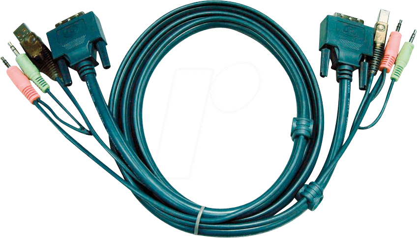 ATEN 2L-7D02U - KVM Kabel DVI-D (Single Link), USB, Audio, schwarz, 1,8 m von Aten