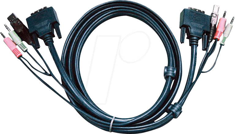 ATEN 2L-7D02UD - KVM Kabel DVI-D (Dual Link), USB, Audio, schwarz, 1,8 m von Aten
