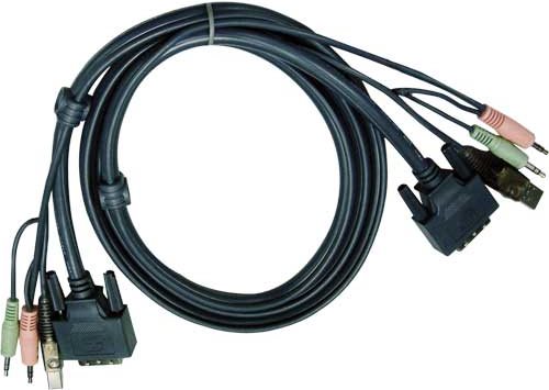 ATEN 2L-7D03U KVM Kabel DVI-D (Single Link), USB, Audio 3,0m (2L-7D03U) von Aten