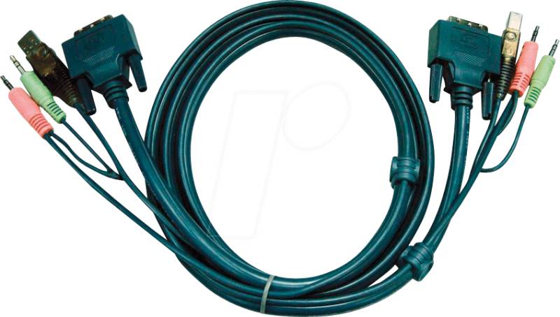 ATEN 2L-7D03UD - KVM Kabel DVI-D (Dual Link), USB, Audio, schwarz, 3,0 m von Aten