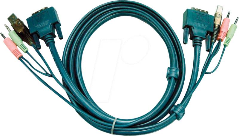 ATEN 2L-7D05U - KVM Kabel DVI-D (Single Link), USB, Audio, schwarz, 5,0 m von Aten