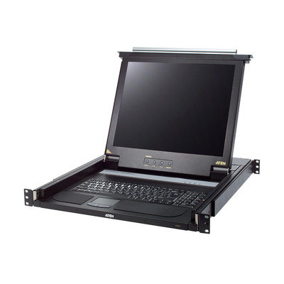 ATEN CL1000M US Single Rail 17-LCD-Konsole, 19 1HE, US-Layout (PS/2-USB, VGA) von Aten