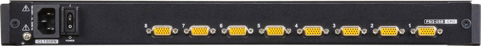 ATEN CL1308N KVMP-Switch, 8-Port, 48,30cm (19) LCD-Konsole, USB, PS/2, VGA, Tastatur (deutsch) mit LED-Beleuchtung (CL1308N-ATA-GG) von Aten