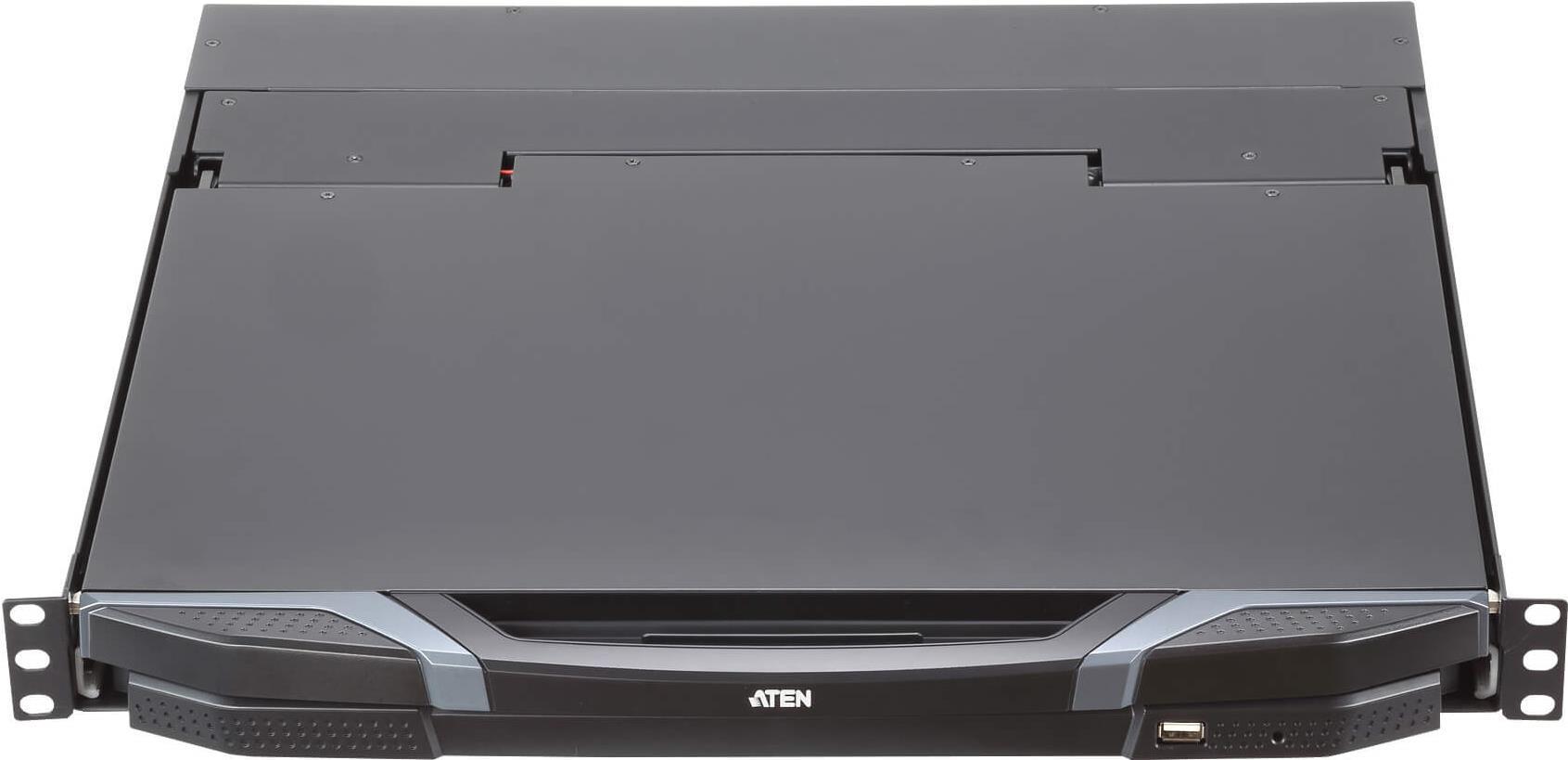 ATEN CL3800 - KVM-Konsole - USB - 47 cm (18.5) (18.5 sichtbar) - Rack - einbaufähig - 1920 x 1080 Full HD (1080p) - 350 cd/m² - 1000:1 - 20 ms - HDMI, DVI-D, VGA, 2xUSB - 1U von Aten