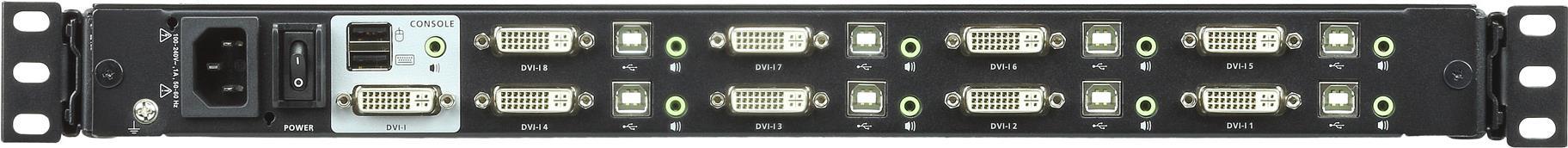 ATEN CL6708MW - KVM-Konsole mit KVM-Switch - 8 Anschlüsse - USB - 43,9 cm (17.3) - Rack - einbaufähig - 1920 x 1080 - DVI-I - 1U (CL6708MW D) von Aten