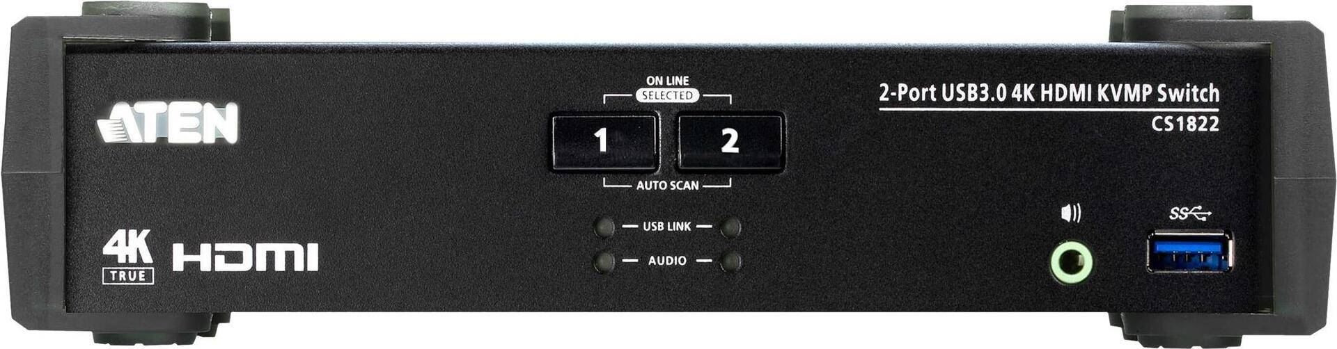 ATEN CS1822 KVMP Switch - KVM-/Audio-/USB-Switch - 2 x KVM/Audio/USB - 1 lokaler Benutzer - Desktop von Aten