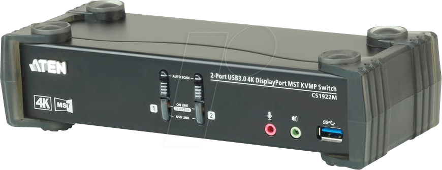 ATEN CS1922M - 2-Port USB 3.0 4K DisplayPort MST KVMP Switch von Aten