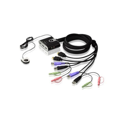 ATEN CS692 KVM-Switch 2-fach, HDMI, USB, Audio, integrierte Kabel von Aten