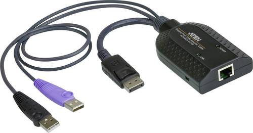 ATEN KVM Adapter [2x USB 2.0 Stecker A, DisplayPort Stecker - 1x RJ45-Buchse] Schwarz von Aten