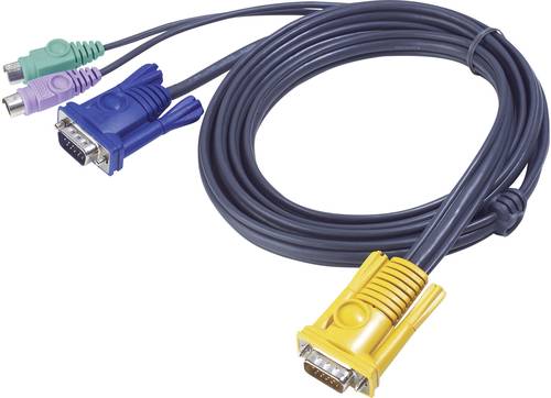 ATEN KVM Anschlusskabel [1x SPHD-15-Stecker - 2x PS/2-Stecker, VGA-Buchse] 3.00m Schwarz von Aten