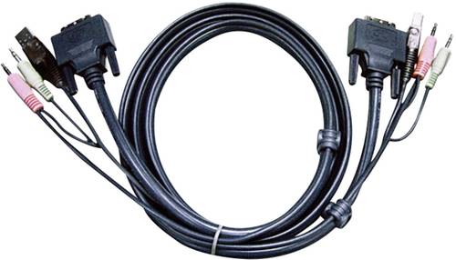 ATEN KVM Anschlusskabel [2x Klinkenstecker 3.5 mm, DVI-Stecker 18+1pol., USB 2.0 Stecker A - 2x Klin von Aten