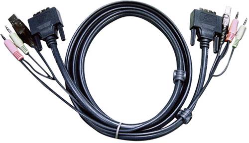 ATEN KVM Anschlusskabel [2x Klinkenstecker 3.5 mm, DVI-Stecker 24+1pol., USB 2.0 Stecker A - 2x Klin von Aten