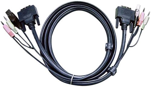 ATEN KVM Anschlusskabel [2x Klinkenstecker 3.5 mm, DVI-Stecker 24+1pol., USB 2.0 Stecker A - 2x Klin von Aten