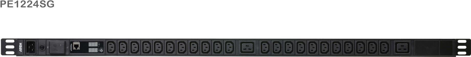 ATEN PE1224SG Basis-PDU mit Messfunktion mit Überspannungsschutz IEC-C20 zu 22x IEC-C13 + 2x IEC-C19 (PE1224SG) von Aten