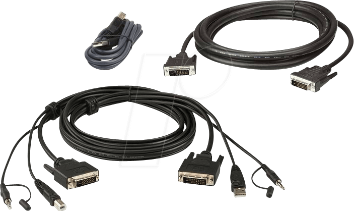 Aten 1,8 M USB DVI-D Dual-Link Dual Display Secure KVM Kabel-Set - 1,8 m - DVI-D - Schwarz - USB Type-A/3.5mm/DVI-D - USB Type-B/3.5mm/DVI-D - Männlich (2L-7D02UDX3) von Aten