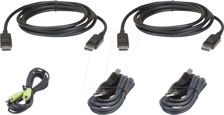 Aten 3 M USB DisplayPort Dual Display Secure KVM Kabel-Set - 3 m - DisplayPort - Schwarz - USB - DisplayPort - 3.5 mm - USB - DisplayPort - 3.5 mm - Männlich (2L-7D03UDPX5) von Aten