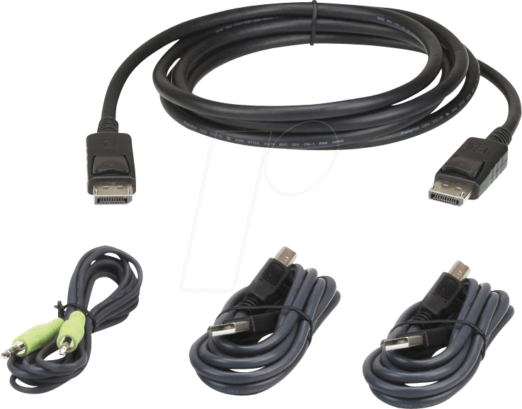 Aten 3 M USB DisplayPort Secure KVM Kabel-Set - 3 m - DisplayPort - Schwarz - USB - DisplayPort - 3.5 mm - USB - DisplayPort - 3.5 mm - Männlich (2L-7D03UDPX4) von Aten