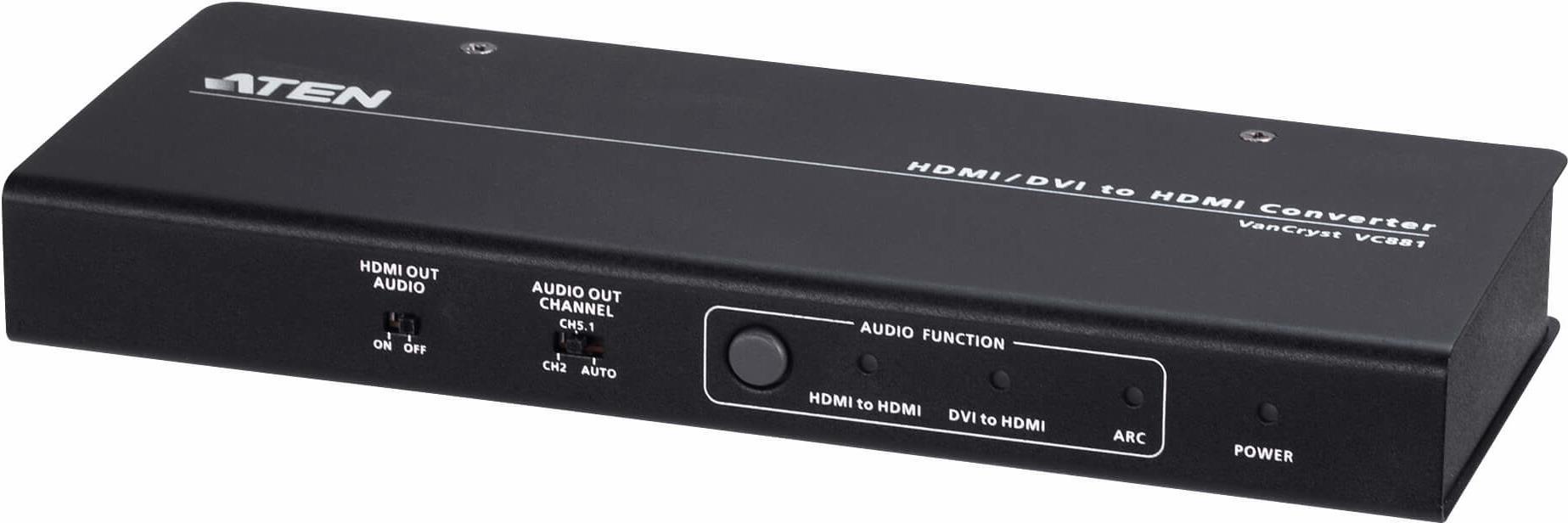 Aten 4K HDMI/DVI zu HDMI Konverter mit Audio De-Embedder - 3840 x 2160 Pixel - AV-Repeater - 3 m - Verkabelt - 3D - HDCP (VC881-AT-G) von Aten