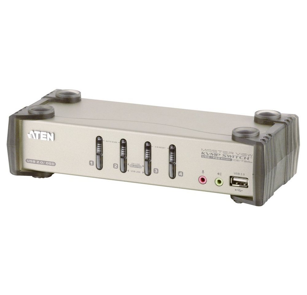 Aten ATEN CS1734B-AT-G 4 Port KVM-Umschalter VGA USB 2048 x 1536 Pixel Adapter von Aten