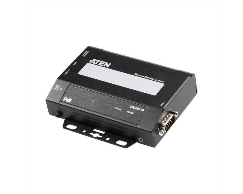 Aten SN3401P 1-Port RS-232/422/485 Secure Device Server mit PoE Computer-Adapter RJ-45 Weiblich (Buchse) zu D-Sub 9-polig (DE-9) Männlich (Stecker) von Aten