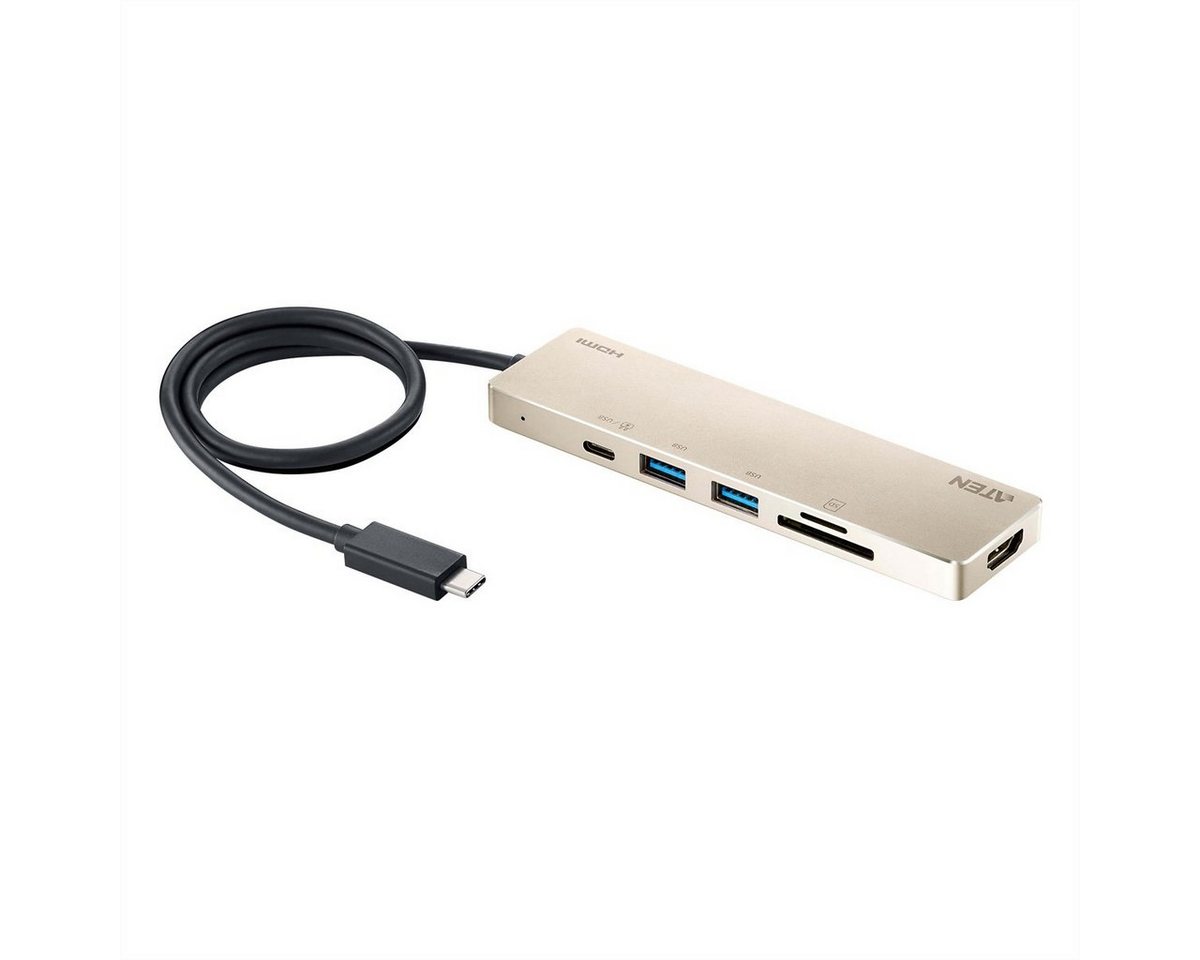 Aten UH3239 USB-C Multiport Mini Dockingstation mit Power Passthrough Computer-Adapter USB Typ C (USB-C) Männlich (Stecker) zu USB 3 Typ A Weiblich (Buchse) von Aten