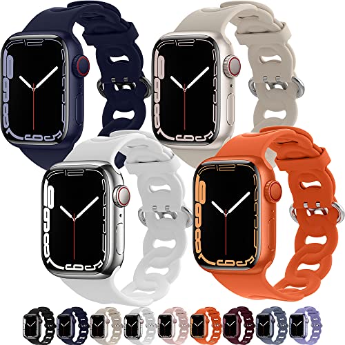 Atenzol Apple Watch Armbänder, Mitternachtsblau, Sternenlicht, Orange, Pink, 4 Packungen, 38 mm, 40 mm, 41 mm von Atenzol