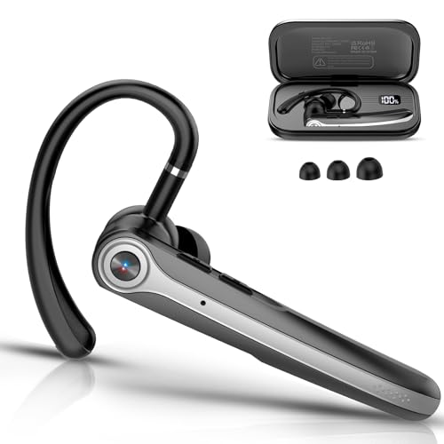 Bluetooth Headset V5.4 Wireless Freisprech Telefon mit CVC 8.0 und ENC Dual Mikrofon, Bluetooth Ohrhörer kabellos mit 25h Sprechzeit, 120h Standby Headset Handy für Autofahren Büro Business, Schwarz von Atheewon