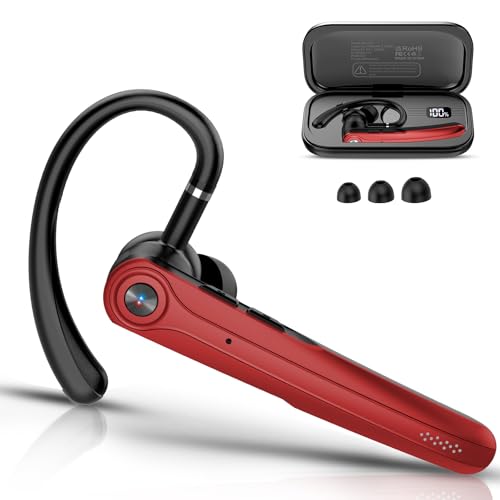 Bluetooth Headset V5.4 Wireless Freisprech Telefon mit CVC 8.0 und ENC Dual Mikrofon, Bluetooth Ohrhörer kabellos mit 25h Sprechzeit, 120h Standby Headset Handy für Autofahren Büro Business, Rot Bluetooth Headset V5.4 Wireless Freisprech Telefon mit CVC 8.0 und ENC Dual Mikrofon, Bluetooth Ohrhörer kabellos mit 25h Sprechzeit, 120h Standby Headset Handy für Autofahren Büro Business, Rot von Atheewon