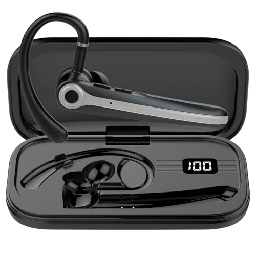 Bluetooth Headset V5.4 Wireless Freisprech Telefon mit CVC 8.0 und ENC Dual Mikrofon, Bluetooth Ohrhörer kabellos mit 25h Sprechzeit, 120h Standby Headset Handy für Autofahren Büro Business, Rot von Atheewon