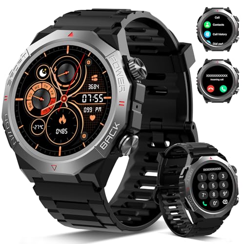 Militär Smartwatch Herren Damen, Smart Watch mitTelefonfunktion 1,39" Touchscreen, Herzfrequenzmonitor Schlafmonitor IP68 Wasserdicht Sportuhr, 110+ Sportmodi Fitnessuhr für iOS Android, Schwarz Militär Smartwatch Herren Damen, Smart Watch mitTelefonfunktion 1,39" Touchscreen, Herzfrequenzmonitor Schlafmonitor IP68 Wasserdicht Sportuhr, 110+ Sportmodi Fitnessuhr für iOS Android, Schwarz von Atheewon