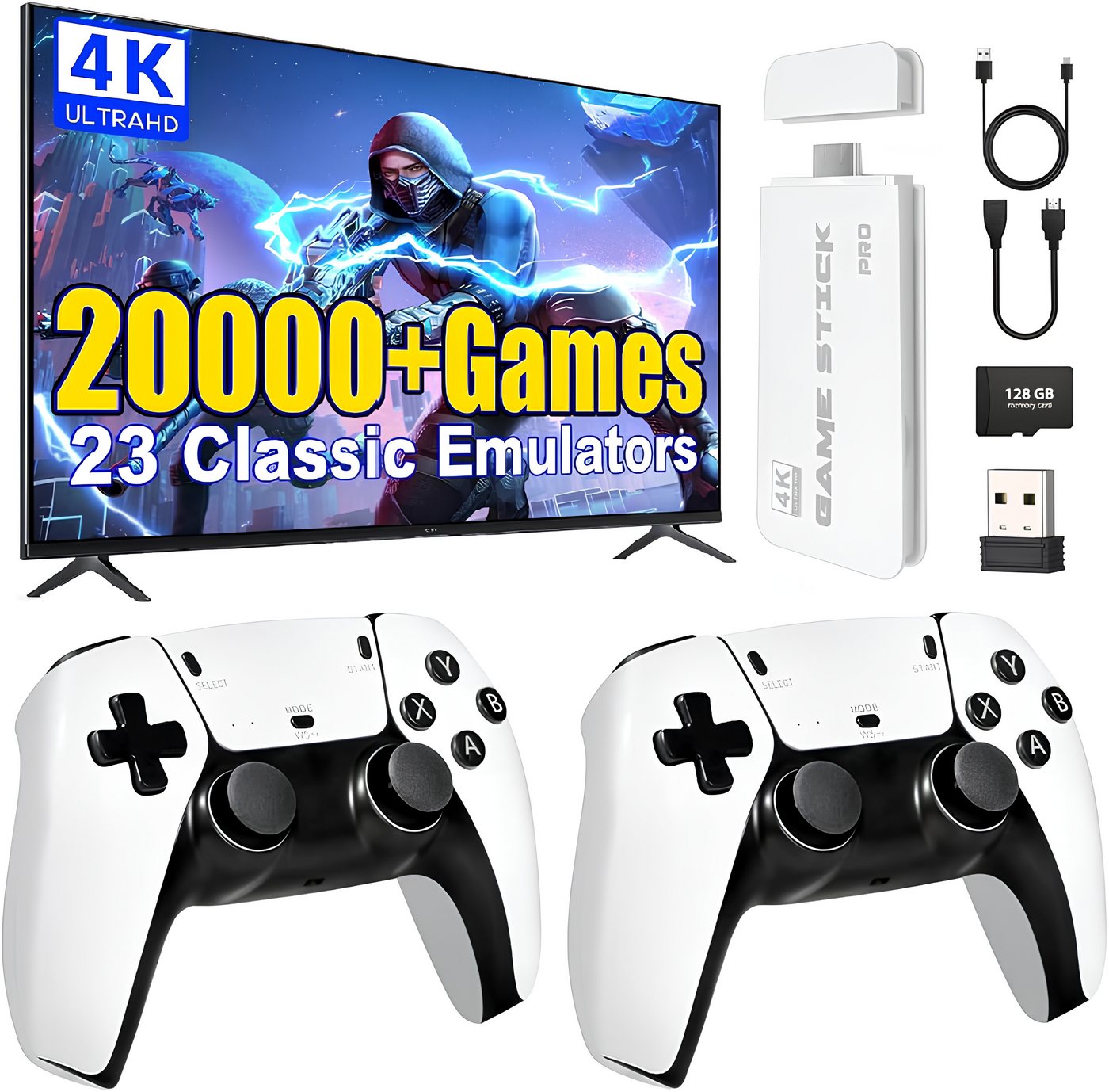 Athlix Konsole Game Stick Retro 21.000+ Spiele mit Controller, 23 Emulatoren, 2 Bluetooth Controller, 4K Auflösung Athlix Konsole Game Stick Retro 21.000+ Spiele mit Controller, 23 Emulatoren, 2 Bluetooth Controller, 4K Auflösung von Athlix