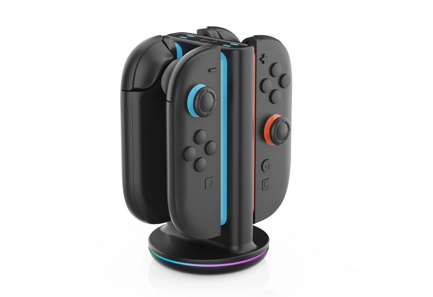 Athlix Ladestation für Switch 2 Gamepad mit 4-Steckplatz-Schnellladung Controller-Ladestation (Typ-C-Stromversorgung und 9 RGB-Lichtmodi, Echtzeit-Status-LED) von Athlix